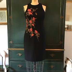Embroidered flower Kate Unger Black Dress Size 4